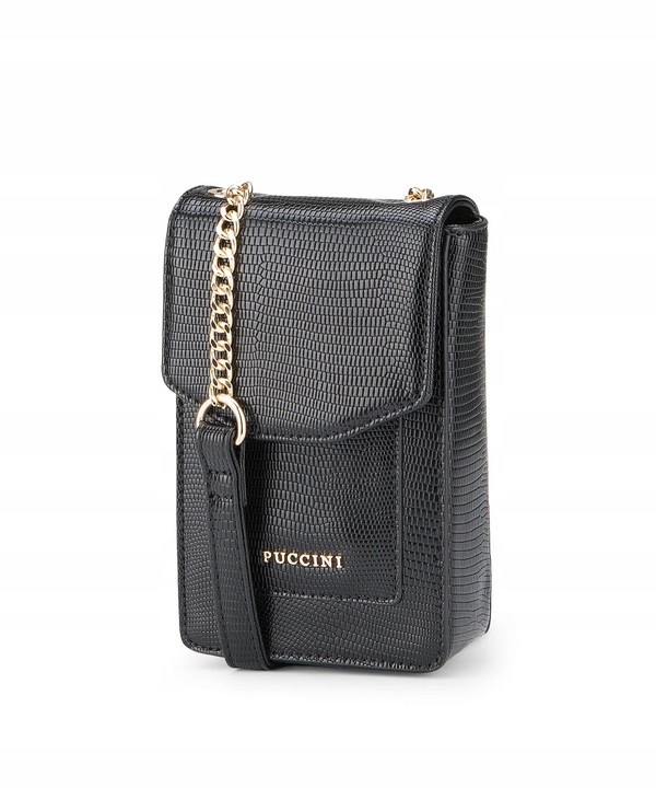 Mini Mała Torebka Damska Listonoszka Z Łańcuszkiem PUCCINI Czarna BML059T-1