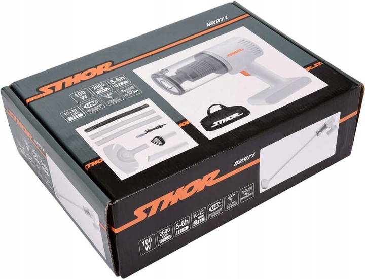 BEZPRZEWODOWY ODKURZACZ SAMOCHODOWY RĘCZNY 100W +NASADKI BEZWORKOWY STHOR