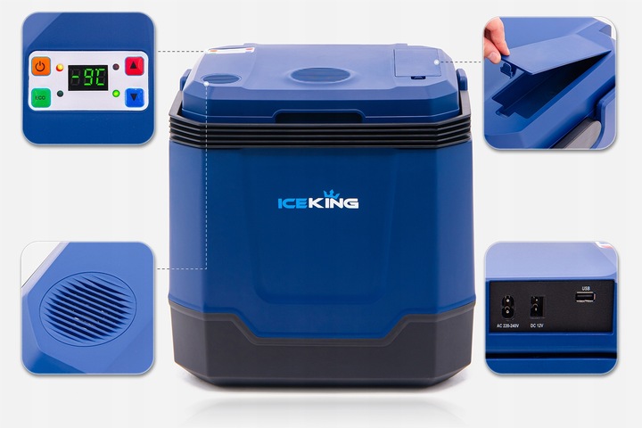 LODÓWKA TURYSTYCZNA 35L Z FUNKCJĄ GRZANIA 12V USB GŁOŚNIK BLUETOOTH +GRATIS