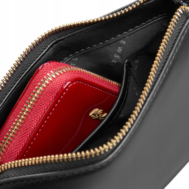 BETLEWSKI Mała torebka wizytowa kopertówka dwa paski wygodna sztywna