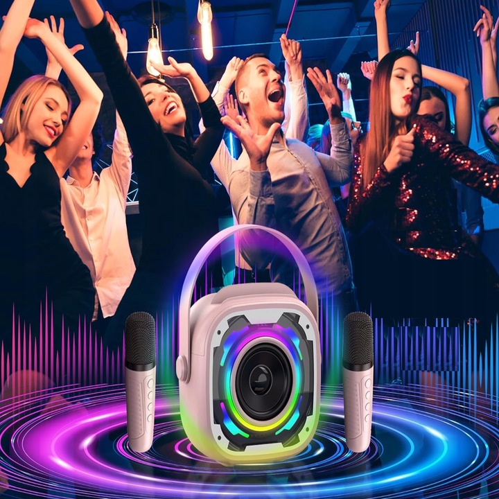 BEZPRZEWODOWY ZESTAW DO KARAOKE GŁOŚNIK BLUETOOTH + 2 MIKROFONY NA PREZENT