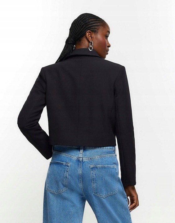 RIVER ISLAND CZARNA KRÓTKA ELEGANCKA MARYNARKA WGZ NH2__S