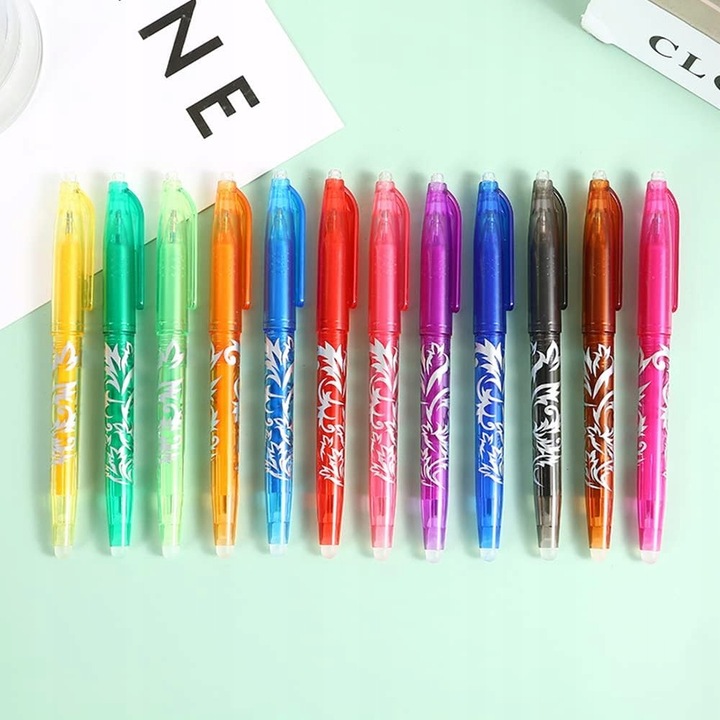 12 ZMAZYWALNE DŁUGOPISY KOLOROWE ZESTAW DO BUDŻETOWANIA PRZYBORÓW SZKOLNYCH