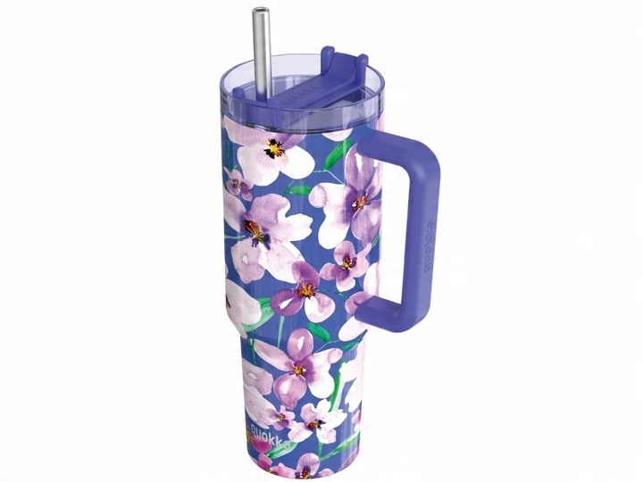 Kubek termiczny ze stali nierdzewnej 1200 ml ze słomką (Flower Dusk)