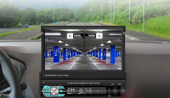 RADIO SAMOCHODOWE 1DIN 7'' BT WYSUWANY EKRAN DOTYKOWY MIRROR LINK KAMERA