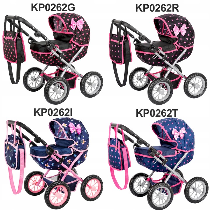 KINDERPLAY WÓZEK DLA LALEK GŁĘBOKI GONDOLA SKŁADANY TORBA REGULOWANA RĄCZKA