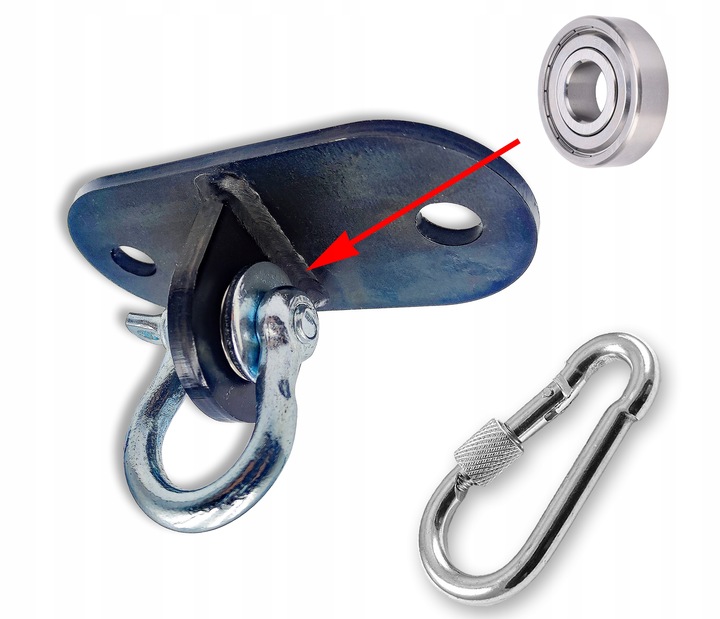 Uchwyt łożyskowany hak huśtawkowy mocowanie sufitowe OCYNKOWANE na czarno