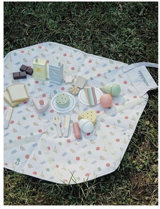 Drewniany Zestaw Piknikowy Dla Dzieci Nunukids Piknik Torba Mata Akcesoria