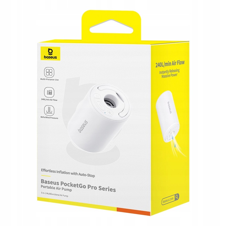 BASEUS POMPKA ELEKTRYCZNA BEZPRZEWODOWA DO MATERACA 240Lmin 2000mAh LATARKA