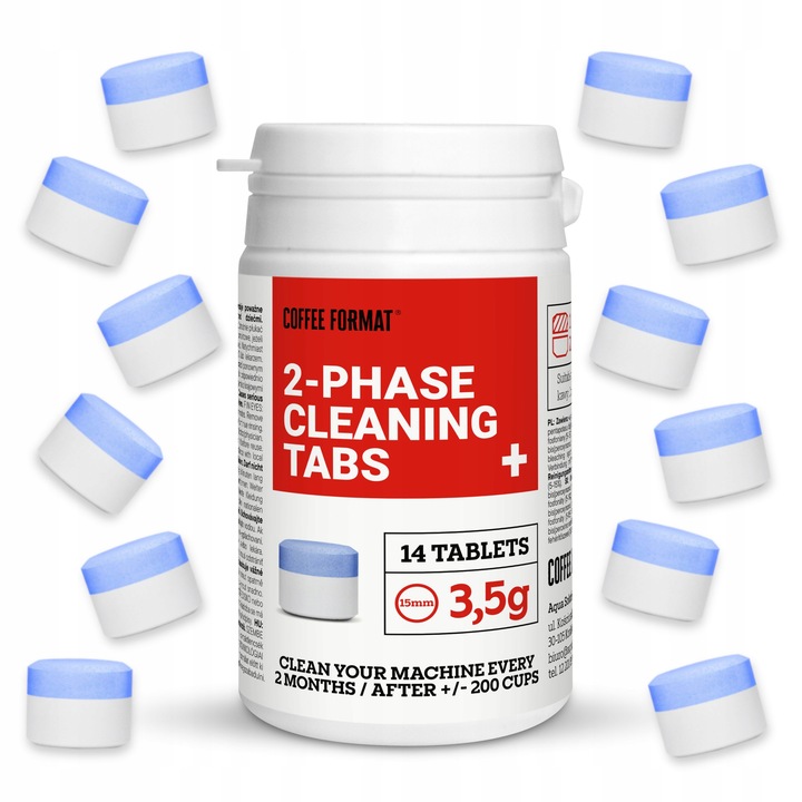 2-Fazowe tabletki czyszczące do ekspresów Jura, Bosch, Coffee Format 14 szt