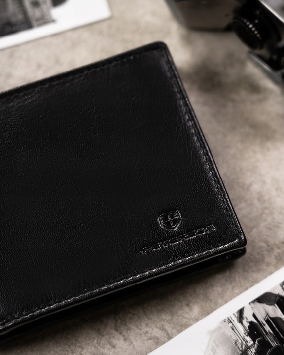 Portfel skórzany męski PETERSON pojemny RFID + brelok pudełko prezent