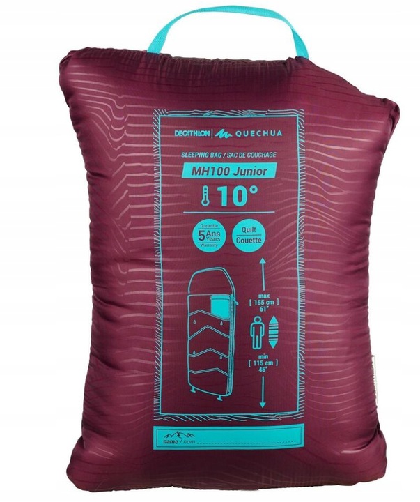 Śpiwór turystyczny dla dzieci Quechua MH 100 10°C