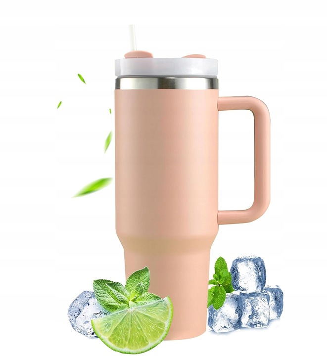DUŻY Iceflow Kubek Termiczny do samochodu 40OZ z Straw różowy 1200ML