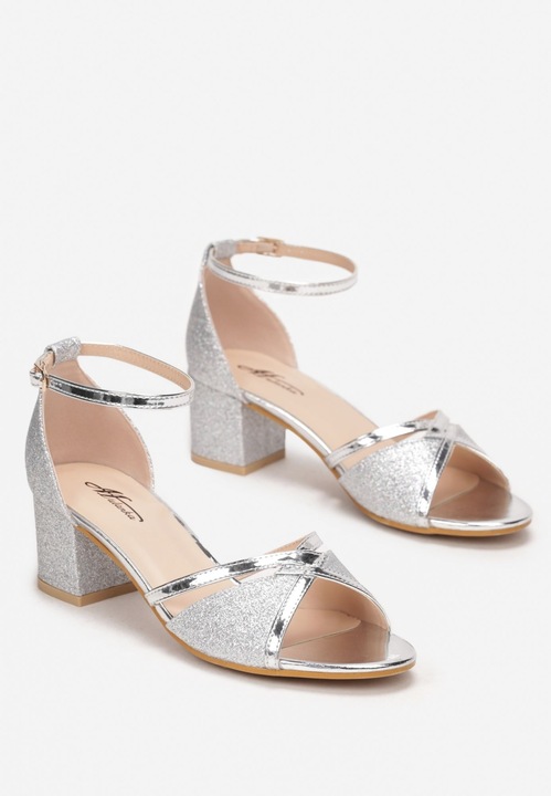 Born2Be Srebrne Sandały damskie 40 Elegancki