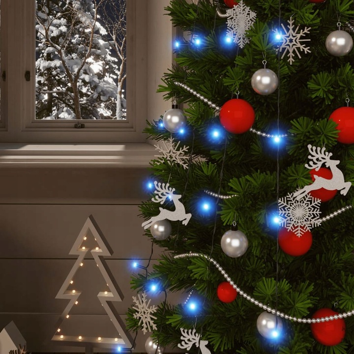 LAMPKI CHOINKOWE 500 LED NIEBIESKIE FLASH ZEWNĘTRZNE WEWNĘTRZNE GRUBY KABEL