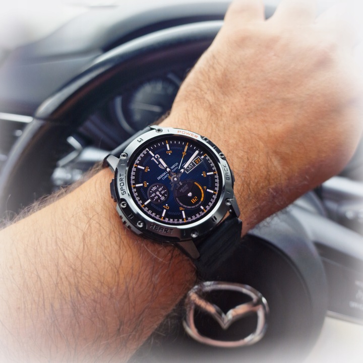 Zegarek Męski Smartwatch AMOLED IP68 530mAh Pomiary Rozmowy SMS Latarka PL