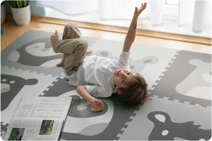 MATA PIANKOWA EVA PUZZLE MIĘKKA DLA DZIECI ZWIERZĄTKA 180x180cm RICOKIDS