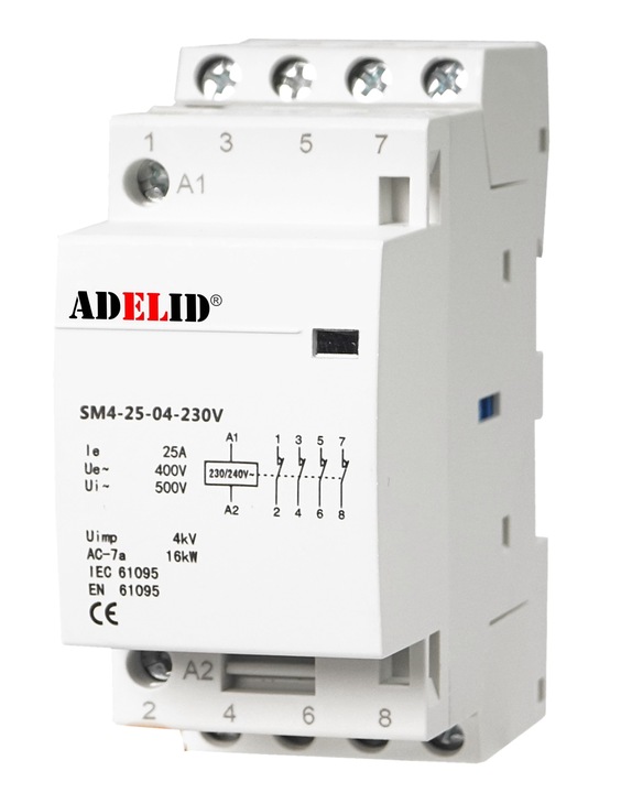 STYCZNIK MODUŁOWY 25-04 230V 25A 2P 4Z 3-FAZ 4XNC
