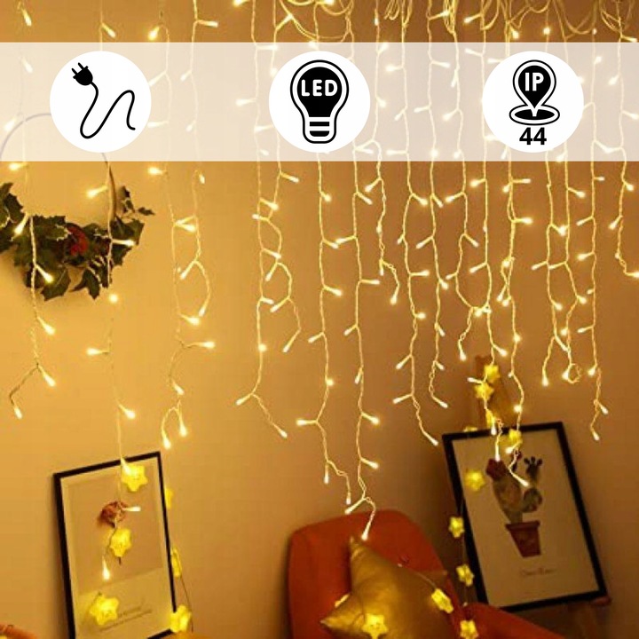 GIRLANDA LED ŚWIĄTECZNA 5M 150 LAMPEK KURTYNA DO DOMU WNĘTRZA NA ZEWNĄTRZ