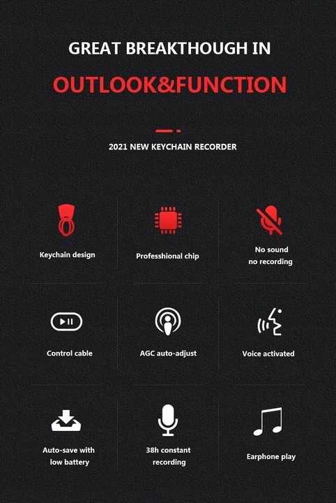 MINI DYKTAFON PENDRIVE URUCHAMIANY NA GŁOS 32GB HQ