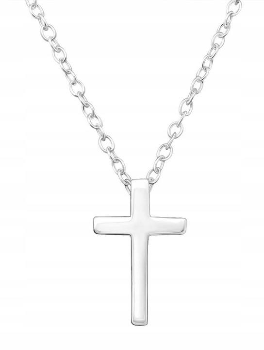 SREBRNY ŁAŃCUSZEK NASZYJNIK KRZYŻ KRZYŻYK NA KOMUNIĘ GRAWER