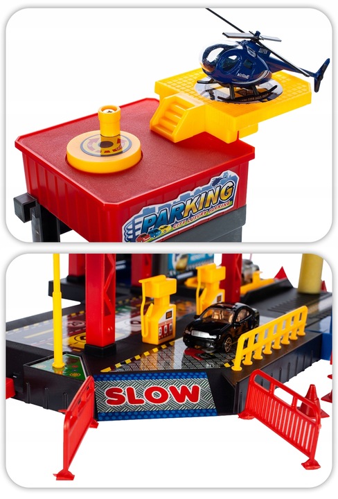 GARAŻ WIELOPOZIOMOWY PARKING SAMOCHODOWY AUTA HELIKOPTER Z WINDĄ DLA DZIECI