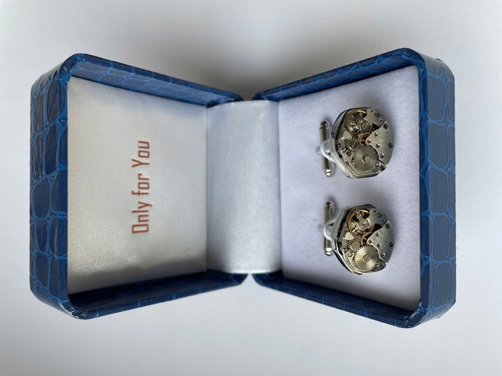 Spinki do mankietów Zegarek Werk Mechanizm Zegarka Steampunk Metalowe Etui