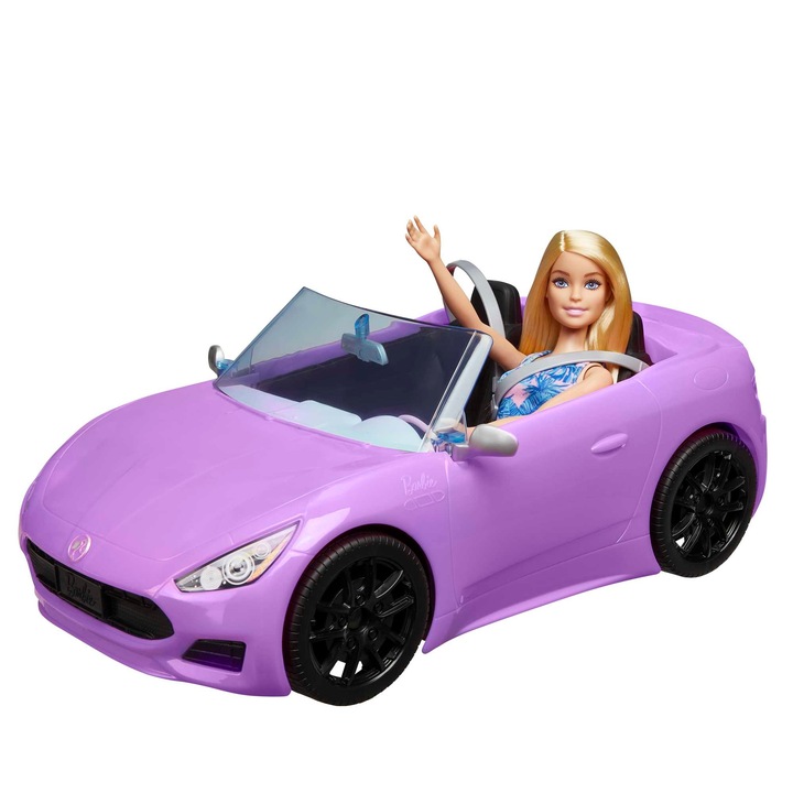 BARBIE AUTO KABRIOLET fioletowy SAMOCHÓD DLA LALEK Barbie zestaw z lalką