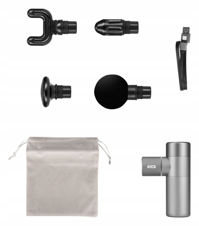 Aluminiowy pistolet do masażu Kica 4 głowice cellulit zakwasy