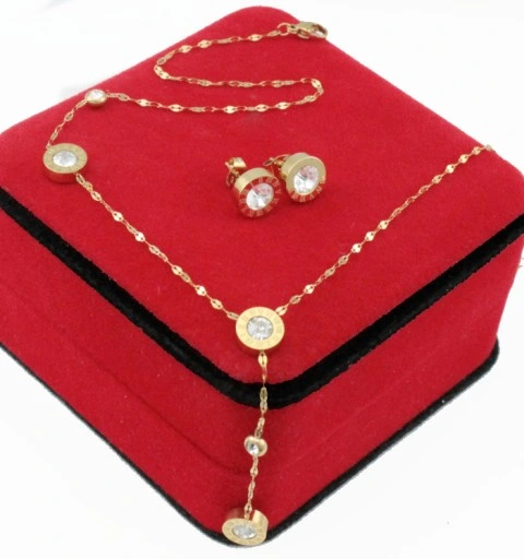 KOMPLET ZŁOTY KRAWATKA ZIRCONIA ZEGAR STAL CHIRURGICZNA