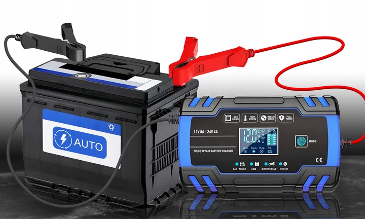 Prostownik AUTOMATYCZNY SAMOCHODOWY FUNKCJA NAPRAWY DO AKUMULATORÓW 12V 24V