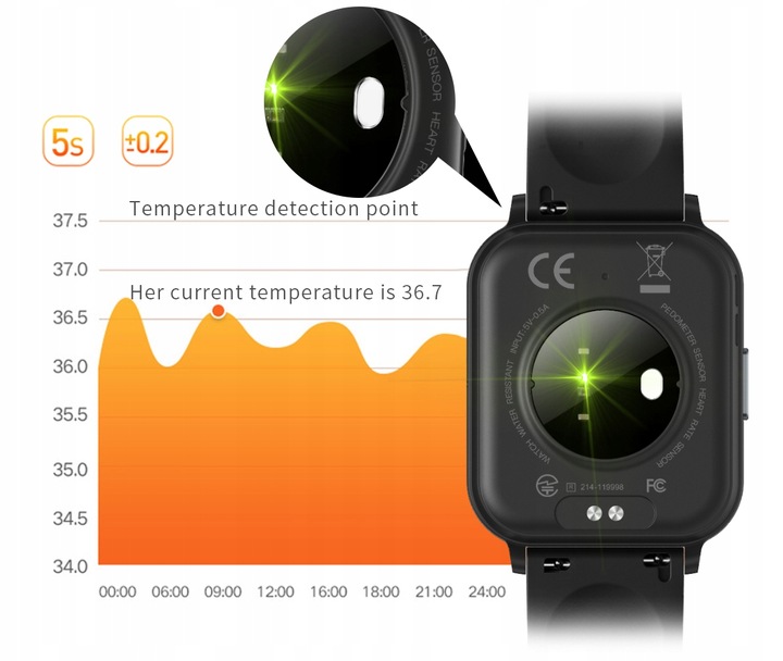 ZEGAREK SMARTWATCH CIŚNIENIE PULS ROZMOWY POL MENU