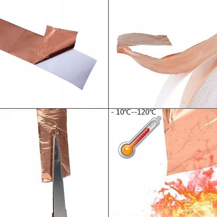 TAŚMA MIEDZIANA ODSTRASZAJĄCA ŚLIMAKI PRZECIW ŚLIMAKOM SAMOPRZYLEPNA 25M