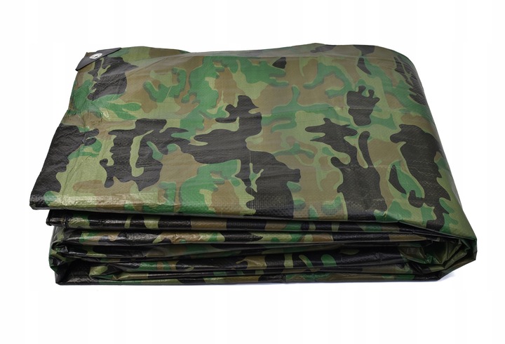 PLANDEKA 4X5 m TARP MORO MASKUJĄCA KAMUFLAŻOWA WZMACNIANA MOCNA PŁACHTA