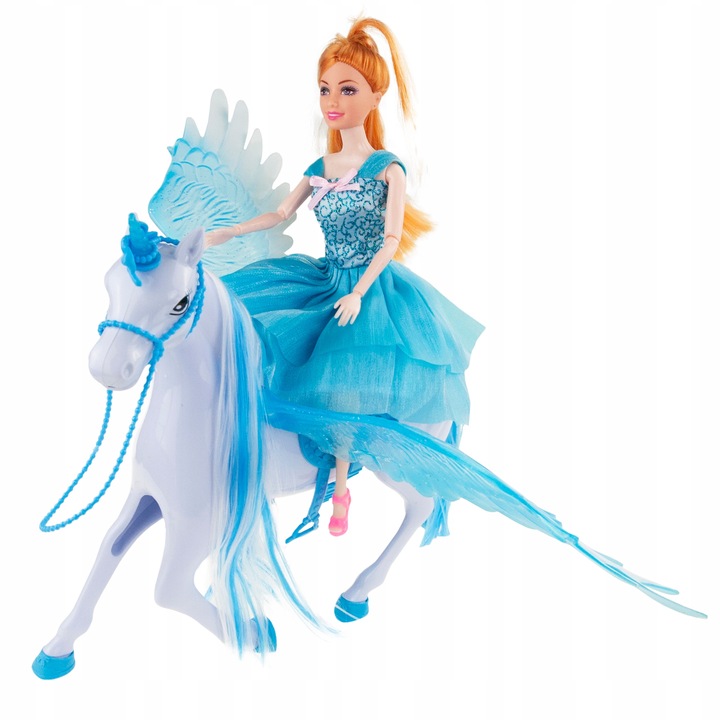 KARETA DLA LALKI Z PEGAZEM JEDNOROŻCEM I LALKĄ KAROCA LODOWA KRAINA