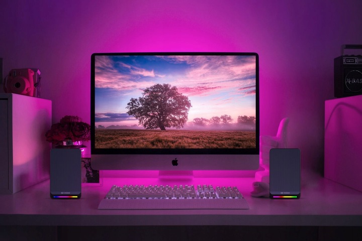 MOZOS Mini S4 głośniki komputerowe do laptopa telewizora stereo LED RGB USB