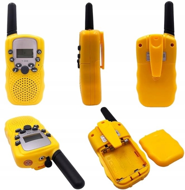 WALKIE TALKIE DLA DZIECI KRÓTKOFALÓWKA 2 SZTUKI ZASIĘG 3KM LATARKA ŻÓŁTE