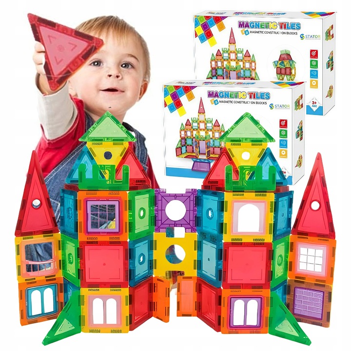 Klocki magnetyczne duże konstrukcyjne 3D zestaw 212 elementów Magnetic -S-