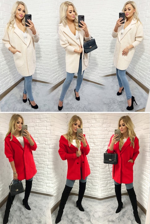 Sweter ALPAKI kurtka WEŁNA MODNE KOLORY oversize