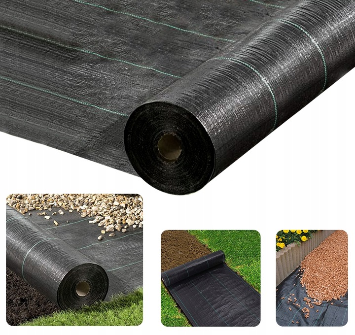 AGROTKANINA 135g 1,6x50m agrowłóknina PREMIUM UV 3% mocna czarna mata+kotwy