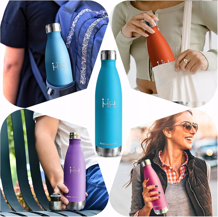 Kubek Termiczny Termos na Kawę Herbatę ze Stali Nierdzewnej Niebieska 750ml