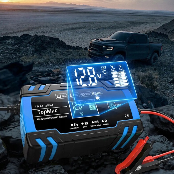 PROSTOWNIK DO AKUMULATORA FUNKCJA NAPRAWY SAMOCHODOWY AUTOMATYCZNY |12V 8A