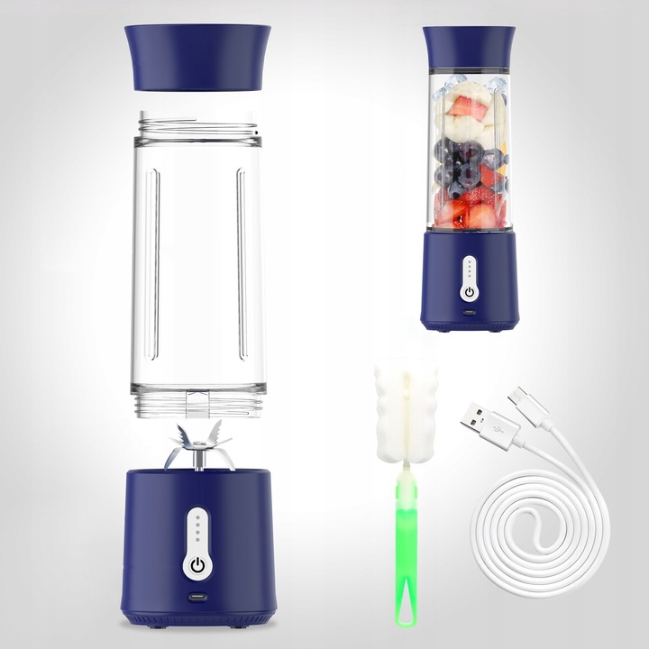 BLENDER KIELICHOWY DO SMOOTHIE I KOKTAJLI RECZNY beWell 500ml BEZPRZEWODOWY