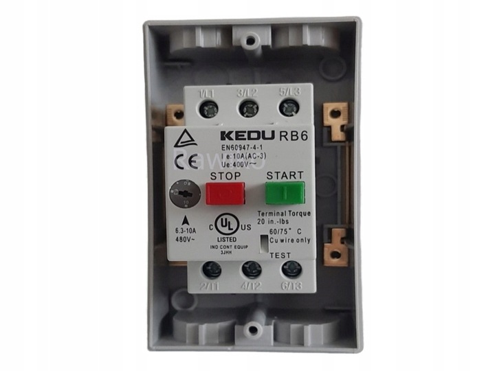Wyłącznik włącznik silnika termiczny RB6 6,3-10 A w obudowie KEDU