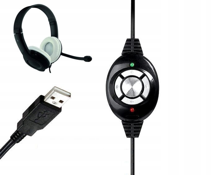 SŁUCHAWKI Z MIKROFONEM DO LAPTOPA KOMPUTERA NA USB