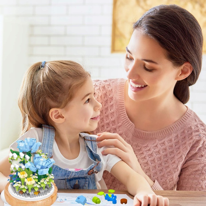 KLOCKI KWIATY KONSTRUKCYJNE ZESTAW NIEBIESKI 543 EL PREZENT WALENTYNKOWY