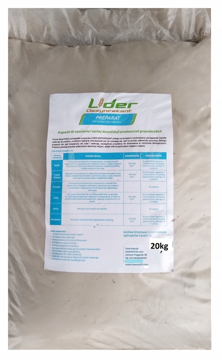 Preparat do suchej dezynfekcji, Lider Dezynfekant, dezynfekcja kurnika 20kg