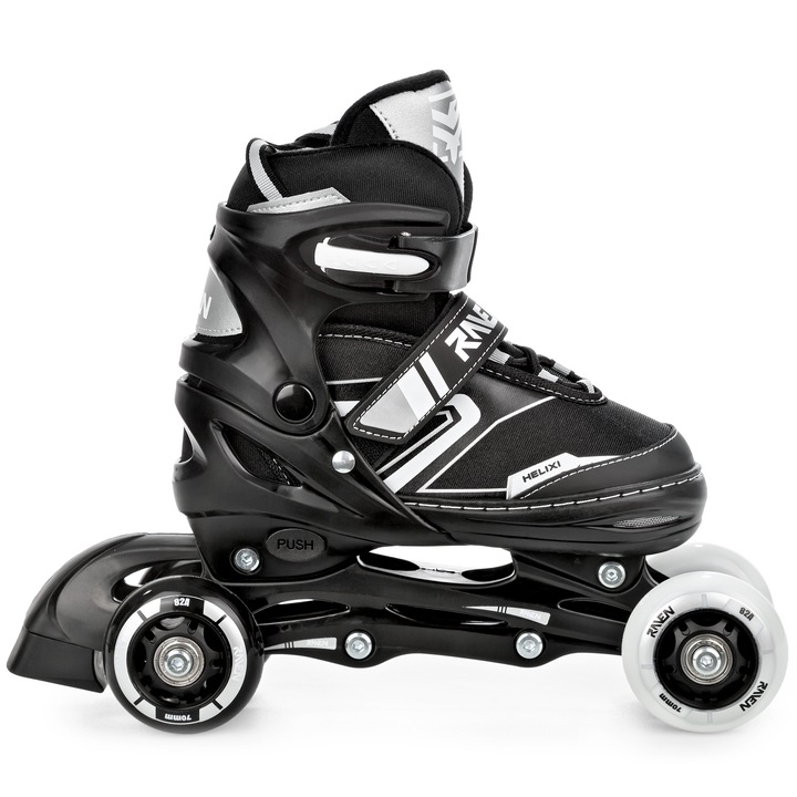 Rolki Łyżwy Wrotki 4w1 Regulowane RAVEN Helixi Black/Grey 34-37 Kółko LED