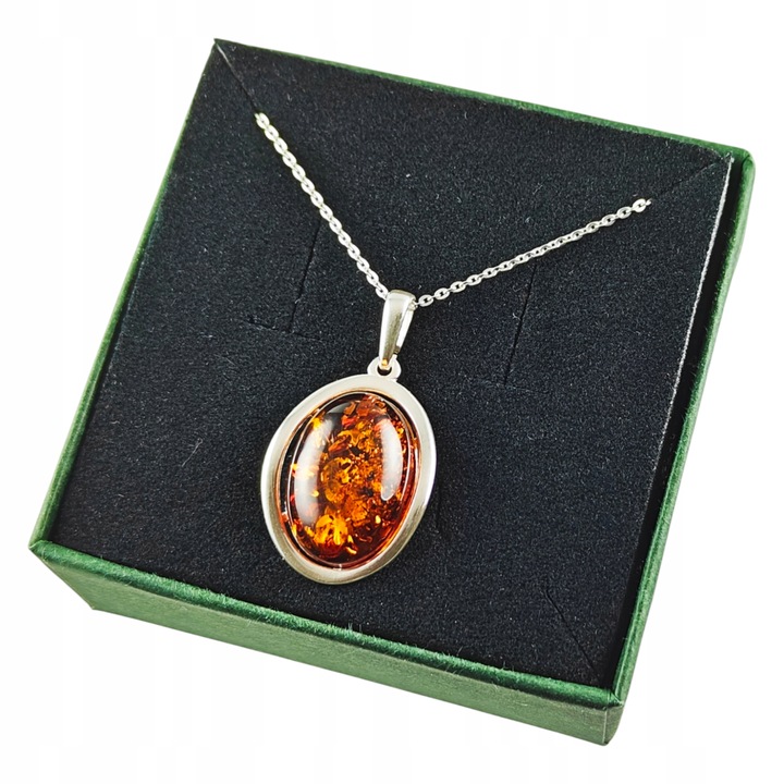 WISIOREK SREBRNY z DUŻYM CERTYFIKOWANYM Bursztynem Srebro ELEGANCKA PIĘKNA