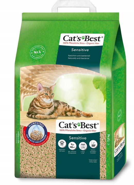 ŻWIREK DLA KOTA Cats Best Sensitive 20L 7,2kg drewniany zbrylający